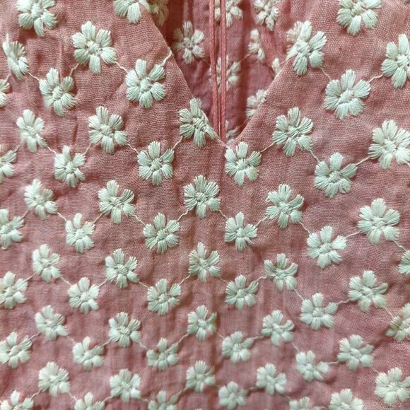 NWT VOY Pink/Mauve Floral Embroidered Ruffle Sleeve Top Boho - Picture 4 of 7